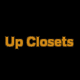 Up Closets logo in gold text on black background